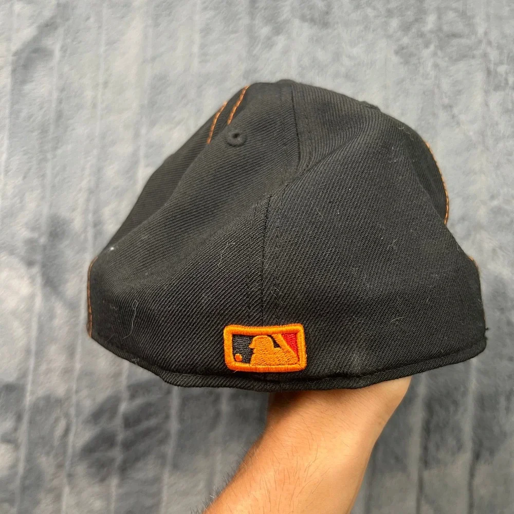 New Era 59FIFTY NY Yankees Hat Black Orange Red Fitted 7 1/2 MLB Baseball Cap